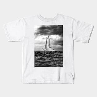 Storms & Sails. Black and White Photograph Kids T-Shirt